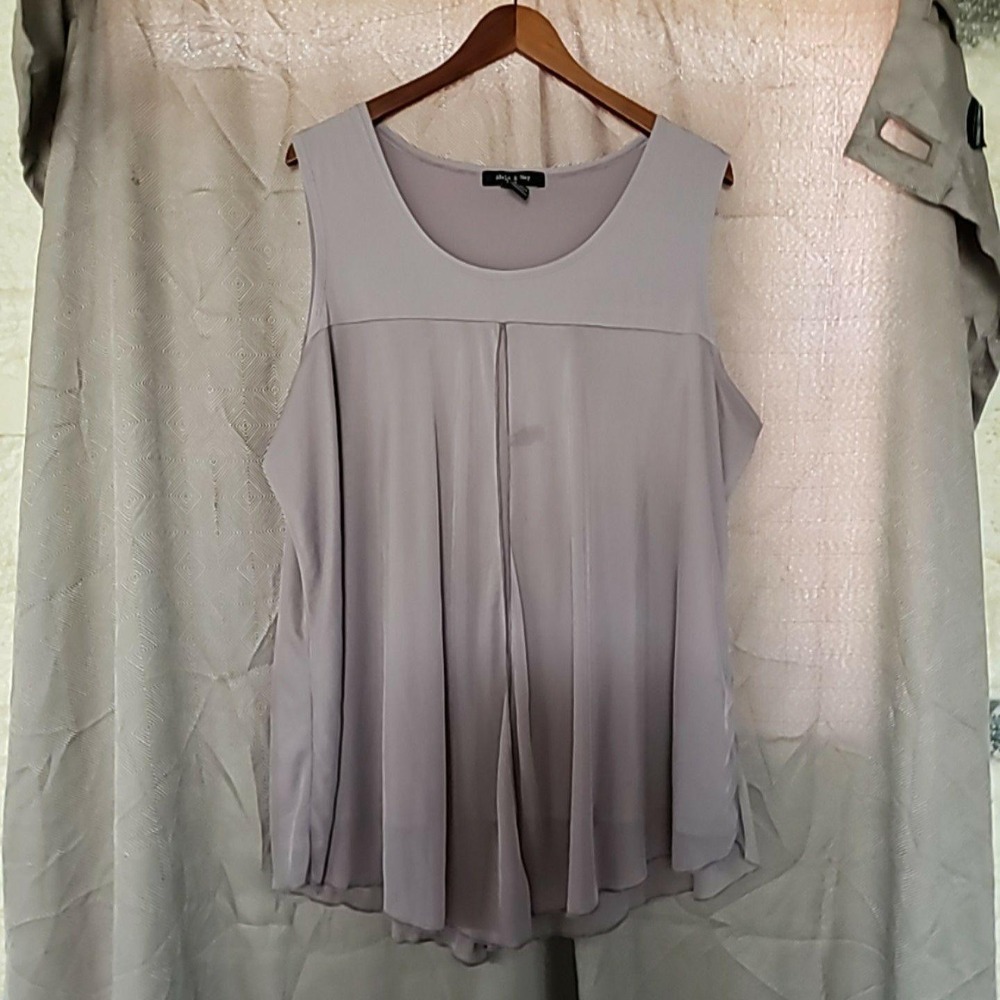 Adele & May Blouse Womens Plus 3X Purple Scoop Neck Sleeveless Pleated Tunic Top